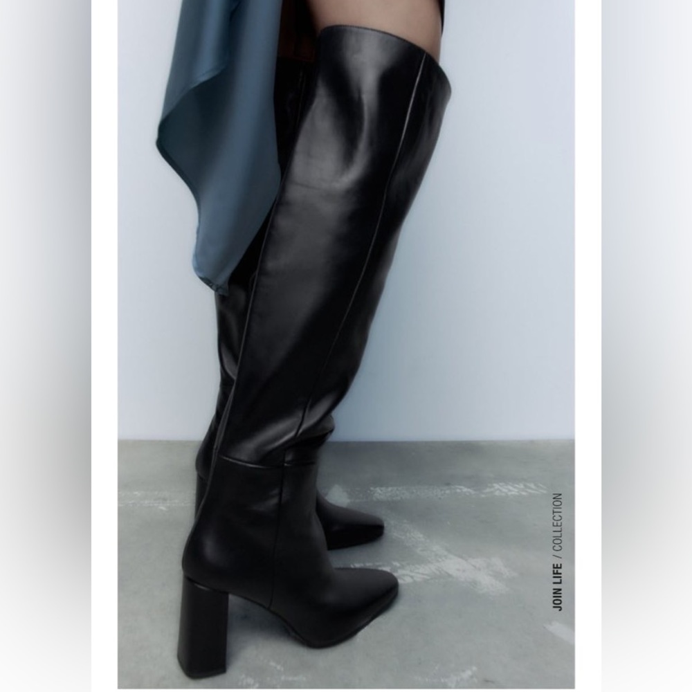 ZARA HEELED LEATHER KNEE HIGH BOOTS 2001/910 SZ 11